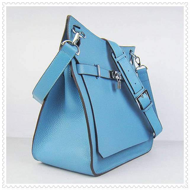 Hermes Jypsiere shoulder bag light blue with silver hardware